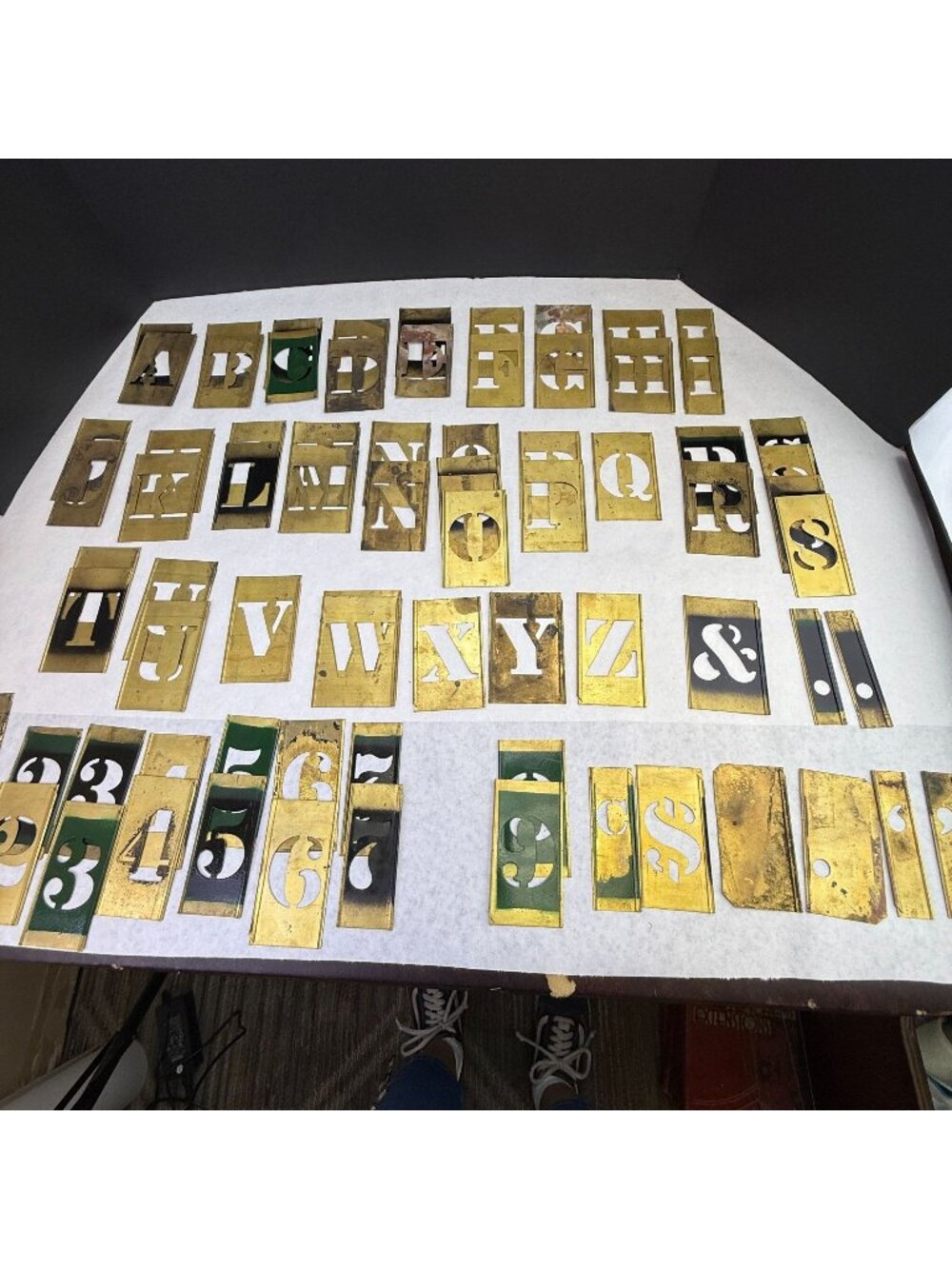 Vintage Brass Stencil Letters Numbers & Symbols Lot Of 76